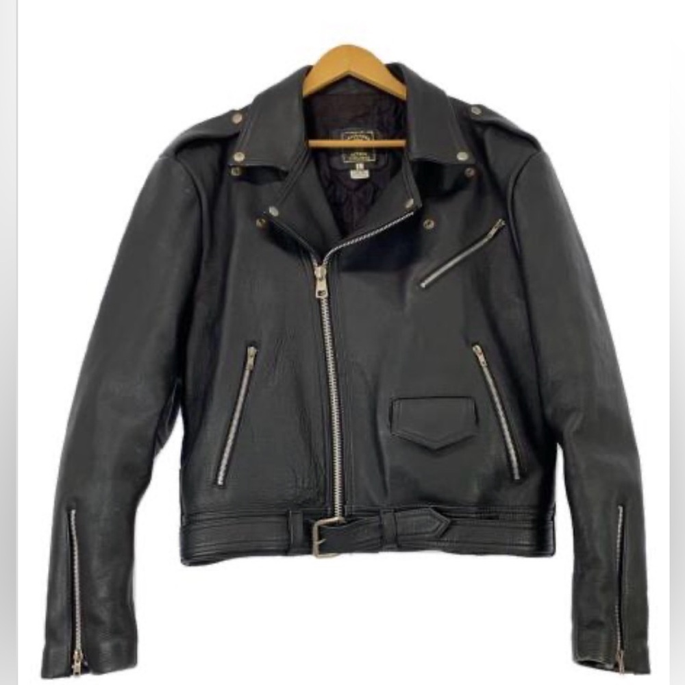 Classic Black Leather Biker Jacket 
men’s/womens